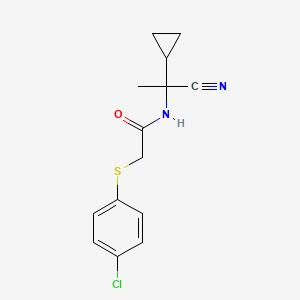 molecular formula C14H15ClN2OS B2728139 2-[(4-chlorophenyl)sulfanyl]-N-(1-cyano-1-cyclopropylethyl)acetamide CAS No. 1009717-77-4