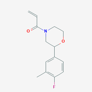molecular formula C14H16FNO2 B2728144 1-[2-(4-Fluoro-3-methylphenyl)morpholin-4-yl]prop-2-en-1-one CAS No. 2210049-46-8