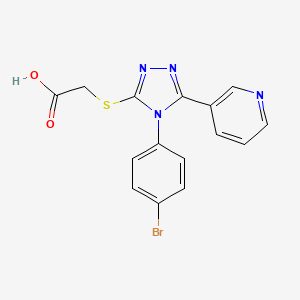 molecular formula C15H11BrN4O2S B2728148 2-{[4-(4-bromophenyl)-5-(pyridin-3-yl)-4H-1,2,4-triazol-3-yl]sulfanyl}acetic acid CAS No. 893725-79-6