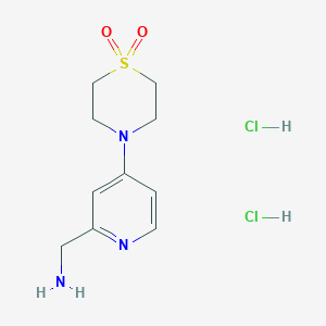 molecular formula C10H17Cl2N3O2S B2728150 4-(2-(Aminomethyl)pyridin-4-yl)thiomorpholine 1,1-dioxide dihydrochloride CAS No. 1439896-70-4
