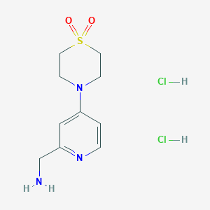 molecular formula C10H17Cl2N3O2S B2728150 4-(2-(氨基甲基)吡啶-4-基)硫代吗啉-1-二氧化物二盐酸盐 CAS No. 1439896-70-4