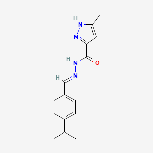 molecular formula C15H18N4O B2728156 (E)-N'-(4-异丙基苯甲基亚甲基)-3-甲基-1H-吡唑-5-甲酰肼 CAS No. 293324-01-3