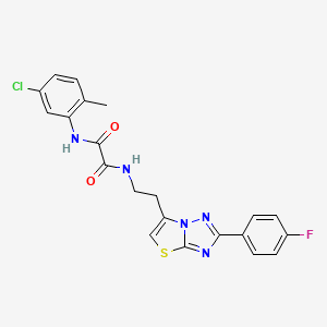 molecular formula C21H17ClFN5O2S B2728159 N1-(5-chloro-2-methylphenyl)-N2-(2-(2-(4-fluorophenyl)thiazolo[3,2-b][1,2,4]triazol-6-yl)ethyl)oxalamide CAS No. 894034-76-5