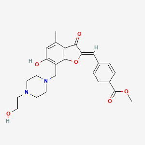 molecular formula C25H28N2O6 B2728172 (Z)-甲酸-4-((6-羟基-7-((4-(2-羟乙基)哌嗪-1-基)甲基)-4-甲基-3-氧代苯并呋喃-2(3H)-基亚甲基)苯甲酸酯 CAS No. 903202-92-6