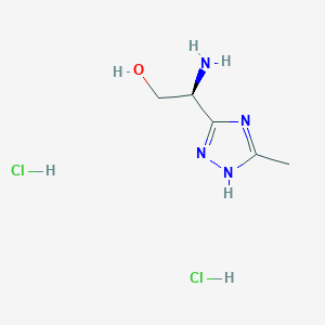molecular formula C5H12Cl2N4O B2728186 (2S)-2-Amino-2-(5-methyl-1H-1,2,4-triazol-3-yl)ethanol;dihydrochloride CAS No. 2193051-86-2