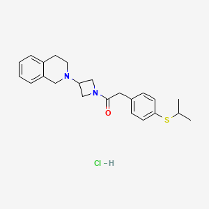 molecular formula C23H29ClN2OS B2728188 1-(3-(3,4-dihydroisoquinolin-2(1H)-yl)azetidin-1-yl)-2-(4-(isopropylthio)phenyl)ethanone hydrochloride CAS No. 2034526-02-6