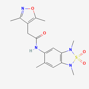 molecular formula C16H20N4O4S B2728191 2-(3,5-dimethylisoxazol-4-yl)-N-(1,3,6-trimethyl-2,2-dioxido-1,3-dihydrobenzo[c][1,2,5]thiadiazol-5-yl)acetamide CAS No. 2034235-44-2