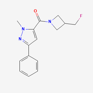 molecular formula C15H16FN3O B2728196 (3-(fluoromethyl)azetidin-1-yl)(1-methyl-3-phenyl-1H-pyrazol-5-yl)methanone CAS No. 2034204-81-2