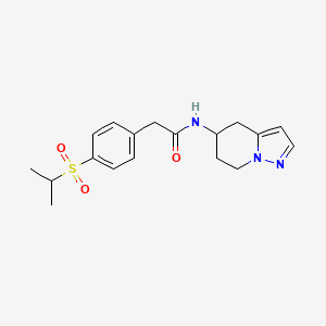 molecular formula C18H23N3O3S B2728212 2-(4-(isopropylsulfonyl)phenyl)-N-(4,5,6,7-tetrahydropyrazolo[1,5-a]pyridin-5-yl)acetamide CAS No. 2034404-90-3