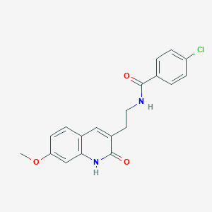4-chloro-N-[2-(7-methoxy-2-oxo-1H-quinolin-3-yl)ethyl]benzamide