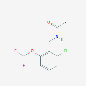 molecular formula C11H10ClF2NO2 B2728232 N-[[2-Chloro-6-(difluoromethoxy)phenyl]methyl]prop-2-enamide CAS No. 2361646-16-2