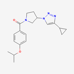 molecular formula C19H24N4O2 B2728236 (3-(4-cyclopropyl-1H-1,2,3-triazol-1-yl)pyrrolidin-1-yl)(4-isopropoxyphenyl)methanone CAS No. 2034222-84-7