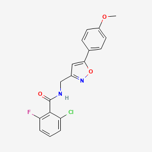 molecular formula C18H14ClFN2O3 B2728240 2-chloro-6-fluoro-N-((5-(4-methoxyphenyl)isoxazol-3-yl)methyl)benzamide CAS No. 953014-85-2
