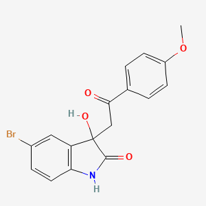 molecular formula C17H14BrNO4 B2728246 5-溴-3-羟基-3-[2-(4-甲氧基苯基)-2-氧代乙基]-1,3-二氢-2H-吲哚-2-酮 CAS No. 258264-67-4