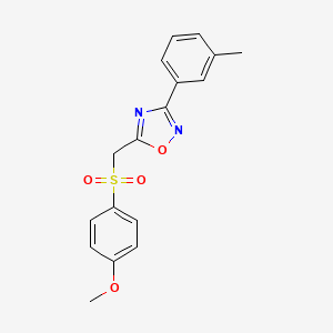 molecular formula C17H16N2O4S B2728265 5-(((4-Methoxyphenyl)sulfonyl)methyl)-3-(m-tolyl)-1,2,4-oxadiazole CAS No. 1105206-68-5