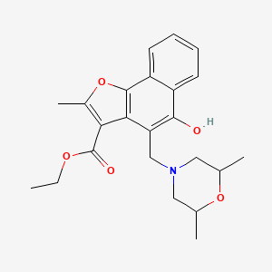 molecular formula C23H27NO5 B2728267 Ethyl 4-[(2,6-dimethylmorpholin-4-yl)methyl]-5-hydroxy-2-methylnaphtho[1,2-b]furan-3-carboxylate CAS No. 380351-87-1