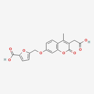 molecular formula C18H14O8 B2728269 5-({[3-(carboxymethyl)-4-methyl-2-oxo-2H-chromen-7-yl]oxy}methyl)-2-furoic acid CAS No. 1190298-73-7