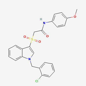 molecular formula C24H21ClN2O4S B2728276 2-[1-[(2-chlorophenyl)methyl]indol-3-yl]sulfonyl-N-(4-methoxyphenyl)acetamide CAS No. 686749-00-8