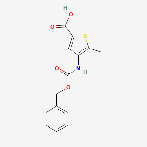molecular formula C14H13NO4S B2728278 5-Methyl-4-(phenylmethoxycarbonylamino)thiophene-2-carboxylic acid CAS No. 2248386-99-2