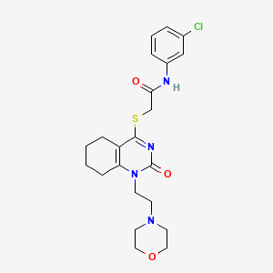 molecular formula C22H27ClN4O3S B2728291 N-(3-chlorophenyl)-2-((1-(2-morpholinoethyl)-2-oxo-1,2,5,6,7,8-hexahydroquinazolin-4-yl)thio)acetamide CAS No. 898435-22-8