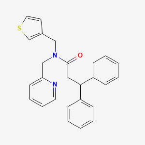 molecular formula C26H24N2OS B2728295 3,3-diphenyl-N-(pyridin-2-ylmethyl)-N-(thiophen-3-ylmethyl)propanamide CAS No. 1235286-42-6