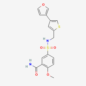 molecular formula C17H16N2O5S2 B2728299 5-({[4-(Furan-3-yl)thiophen-2-yl]methyl}sulfamoyl)-2-methoxybenzamide CAS No. 2379995-41-0
