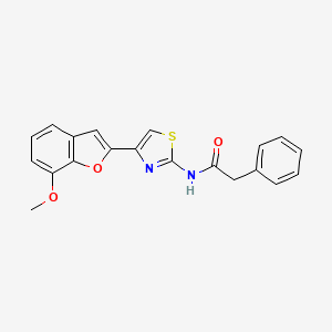 molecular formula C20H16N2O3S B2728303 N-(4-(7-甲氧基苯并呋喃-2-基)噻唑-2-基)-2-苯基乙酰胺 CAS No. 921525-62-4