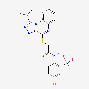 molecular formula C21H17ClF3N5OS B2728305 N-(4-chloro-2-(trifluoromethyl)phenyl)-2-((1-isopropyl-[1,2,4]triazolo[4,3-a]quinoxalin-4-yl)thio)acetamide CAS No. 1251635-02-5