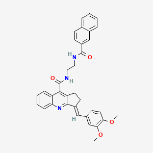 molecular formula C35H31N3O4 B2728308 (3E)-3-[(3,4-二甲氧基苯基)甲亚甲基]-N-[2-(萘-2-甲酰氨基)乙基]-1,2-二氢环戊[b]喹啉-9-甲酸酰胺 CAS No. 2567517-48-8
