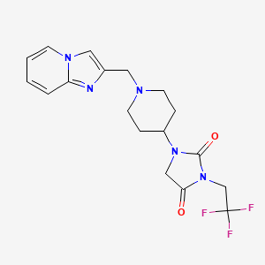 molecular formula C18H20F3N5O2 B2728309 1-[1-({Imidazo[1,2-a]pyridin-2-yl}methyl)piperidin-4-yl]-3-(2,2,2-trifluoroethyl)imidazolidine-2,4-dione CAS No. 2097863-14-2
