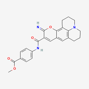 molecular formula C24H23N3O4 B2728359 甲酸 4-{4-亚胺-3-氧代-13-氮代四环[7.7.1.0^{2,7}.0^{13,17}]庚十二烯-5-氨基基}苯甲酸酯 CAS No. 901728-60-7