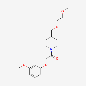 molecular formula C18H27NO5 B2728369 1-(4-((2-Methoxyethoxy)methyl)piperidin-1-yl)-2-(3-methoxyphenoxy)ethanone CAS No. 1251631-71-6