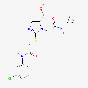 molecular formula C17H19ClN4O3S B2728378 N-(3-chlorophenyl)-2-((1-(2-(cyclopropylamino)-2-oxoethyl)-5-(hydroxymethyl)-1H-imidazol-2-yl)thio)acetamide CAS No. 921524-76-7