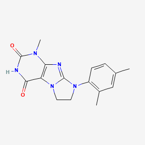 molecular formula C16H17N5O2 B2728380 8-(2,4-Dimethylphenyl)-1-methyl-1,3,5-trihydroimidazolidino[1,2-h]purine-2,4-d ione CAS No. 915934-18-8