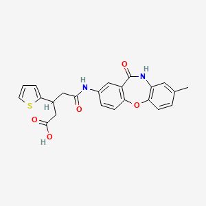 5-((8-Methyl-11-oxo-10,11-dihydrodibenzo[b,f][1,4]oxazepin-2-yl)amino)-5-oxo-3-(thiophen-2-yl)pentanoic acid