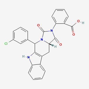 molecular formula C26H18ClN3O4 B2728384 2-[(15S)-10-(3-Chlorophenyl)-12,14-dioxo-8,11,13-triazatetracyclo[7.7.0.02,7.011,15]hexadeca-1(9),2,4,6-tetraen-13-yl]benzoic acid CAS No. 956827-61-5