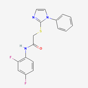 molecular formula C17H13F2N3OS B2728386 N-(2,4-二氟苯基)-2-((1-苯基-1H-咪唑-2-基)硫)乙酰胺 CAS No. 688335-37-7