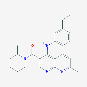 molecular formula C24H28N4O B2728398 (4-((3-乙基苯基)氨基)-7-甲基-1,8-萘啶-3-基)(2-甲基哌啶-1-基)甲酮 CAS No. 1251571-19-3