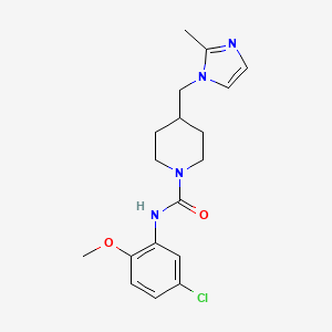 molecular formula C18H23ClN4O2 B2728410 N-(5-氯-2-甲氧基苯基)-4-((2-甲基-1H-咪唑-1-基)甲基)哌啶-1-甲酰胺 CAS No. 1421522-88-4