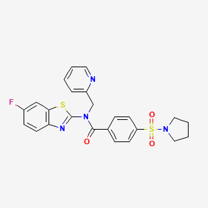 molecular formula C24H21FN4O3S2 B2728437 N-(6-氟苯并[d]噻唑-2-基)-N-(吡啶-2-基甲基)-4-(吡咯烷-1-基磺酰)苯甲酰胺 CAS No. 899735-90-1