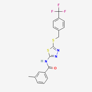 molecular formula C18H14F3N3OS2 B2728454 3-甲基-N-(5-((4-(三氟甲基)苄基)硫代-1,3,4-噻二唑-2-基)苯甲酰胺 CAS No. 392301-31-4