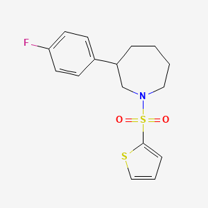 molecular formula C16H18FNO2S2 B2728463 3-(4-氟苯基)-1-(噻吩-2-基磺酰)环庚烷 CAS No. 1797268-32-6