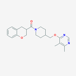 molecular formula C22H27N3O3 B2728464 3,4-Dihydro-2H-chromen-3-yl-[4-[(5,6-dimethylpyrimidin-4-yl)oxymethyl]piperidin-1-yl]methanone CAS No. 2379994-58-6