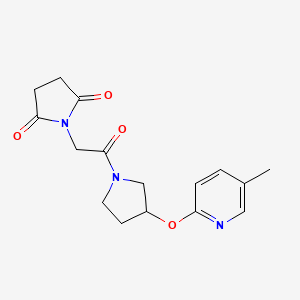 molecular formula C16H19N3O4 B2728466 1-(2-(3-((5-Methylpyridin-2-yl)oxy)pyrrolidin-1-yl)-2-oxoethyl)pyrrolidine-2,5-dione CAS No. 1903474-80-5