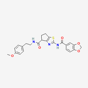 2-(benzo[d][1,3]dioxole-5-carboxamido)-N-(4-methoxyphenethyl)-5,6-dihydro-4H-cyclopenta[d]thiazole-4-carboxamide