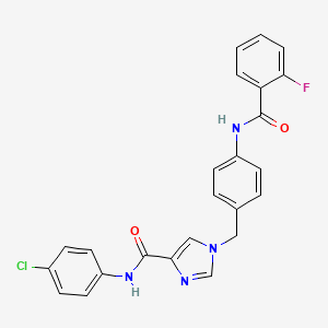 molecular formula C24H18ClFN4O2 B2728472 N-(4-chlorophenyl)-1-(4-(2-fluorobenzamido)benzyl)-1H-imidazole-4-carboxamide CAS No. 1251571-67-1