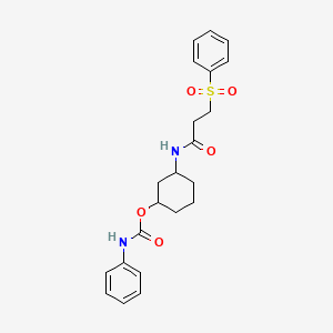 molecular formula C22H26N2O5S B2728474 3-(3-(Phenylsulfonyl)propanamido)cyclohexyl phenylcarbamate CAS No. 1351660-47-3