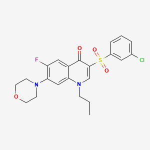 molecular formula C22H22ClFN2O4S B2728506 3-((3-chlorophenyl)sulfonyl)-6-fluoro-7-morpholino-1-propylquinolin-4(1H)-one CAS No. 892757-96-9