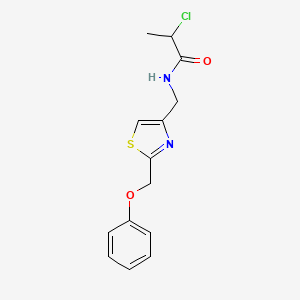 molecular formula C14H15ClN2O2S B2728523 2-Chloro-N-[[2-(phenoxymethyl)-1,3-thiazol-4-yl]methyl]propanamide CAS No. 2411223-53-3