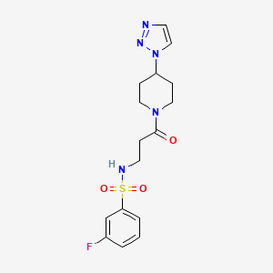 molecular formula C16H20FN5O3S B2728525 N-(3-(4-(1H-1,2,3-triazol-1-yl)piperidin-1-yl)-3-oxopropyl)-3-fluorobenzenesulfonamide CAS No. 1788679-28-6